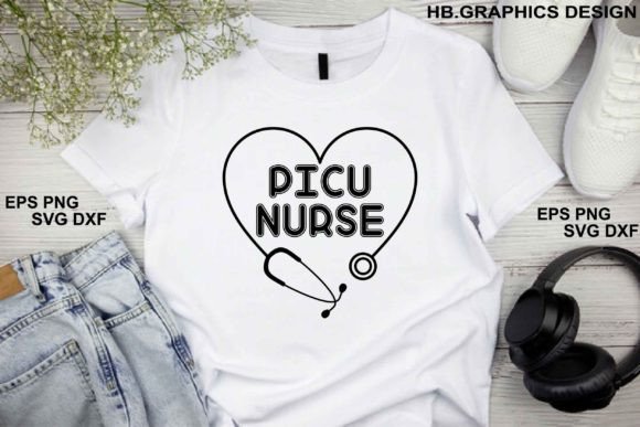 Nurse Svg Design: Picu Nurse Graphics for T-Shirt Designs